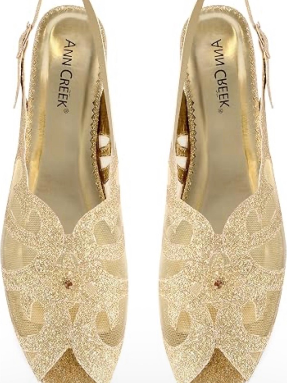 Gold Glitter Slingback Heels